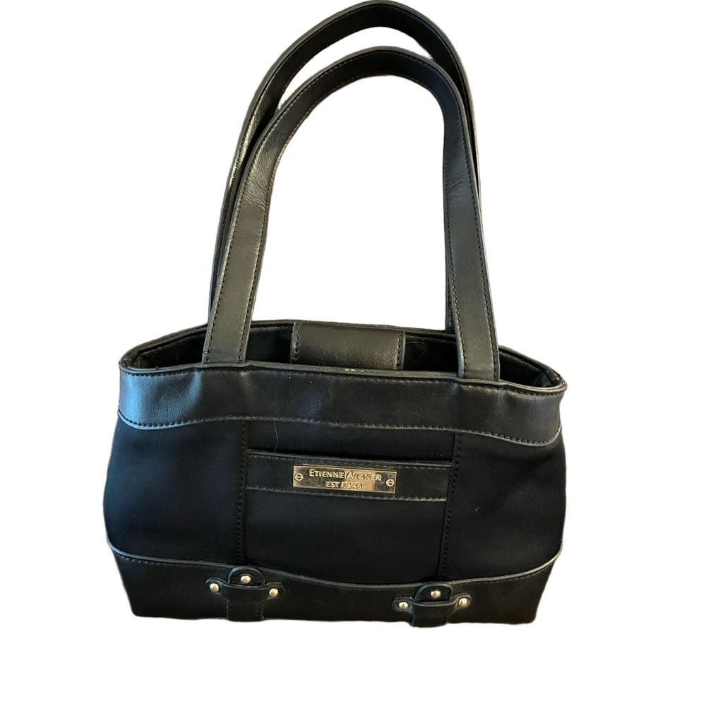 Etienne Aigner Black Multi-Pocket Double Strap Shoulder Bag Purse